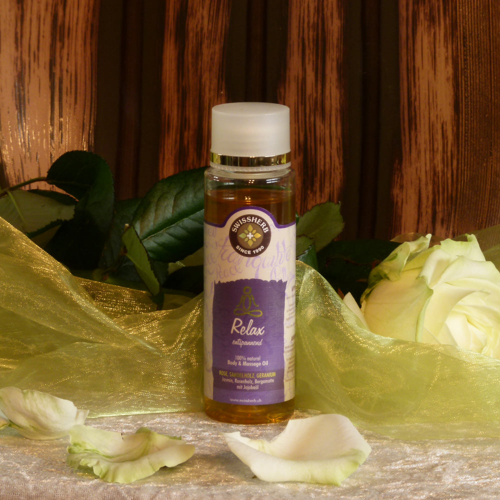 Foto von Relax - Körperöl mit Sandelholzduft, 50ml - swissherb